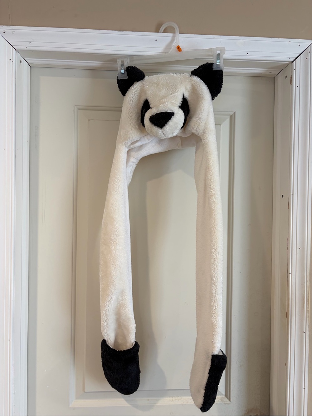 Kids Plush Panda Hat - White and Black